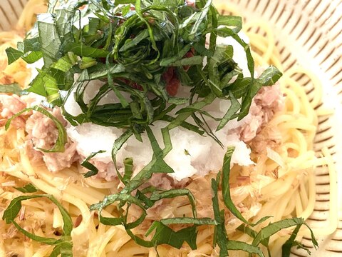 梅とおろしの和風冷製パスタ（ツナ入り）